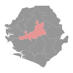 Tonkolili District map, administrative division of Sierra Leone. Vector illustration.