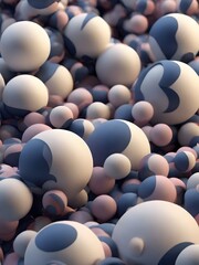 Abstract 3d rendering of chaotic spheres. Bunch of balls in empty space. AI Generated