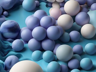Abstract background with blue and white balls. 3d render illustration. AI Generated