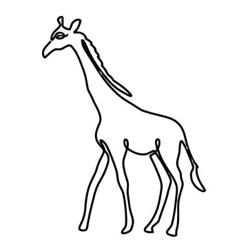 giraffe animal one line drawing vintage logo art custom icon mascot simple monochrome 