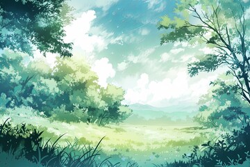 Obraz na płótnie Canvas Mint Green Color Anime Background