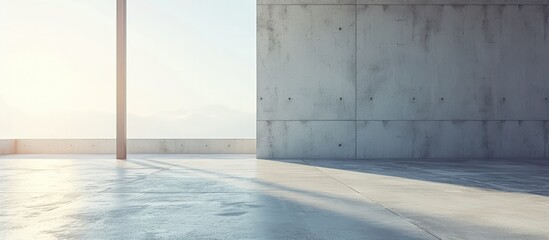 3d Rendering an empty room space with loft concrete cement wall and floor. AI generated image