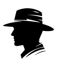 Man with hat silhouette illustration