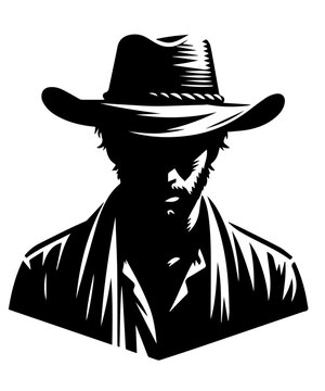 Man with hat silhouette illustration