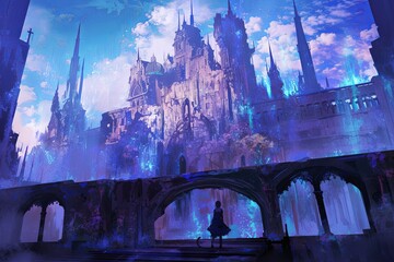 Stunning Anime Concept Art Gothic Castle Surrounded By Enchanted Darkness