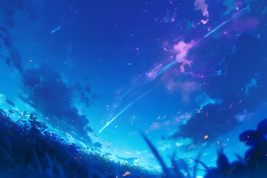 Stunning Meteor Cuts Through The Night Sky In Seamless Anime Loop