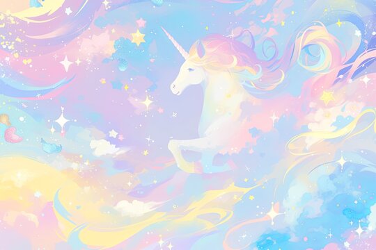 Vibrant Unicornthemed Background With Pastel Colors, Glitter, And Dreamy Ambiance