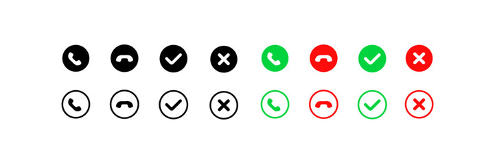 Handset icon set. Silhouette and flat style. Vector icon