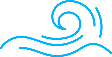 Sea wave line, ocean ripple surf or tide curly wave in vector line icon. Cartoon doodle line water wave of sea tide curl, marine tidal wave curve and ocean surf ripple flow for ornament or pattern