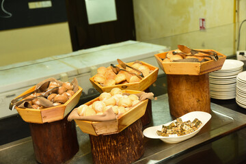 Soup buffet with bread and butter