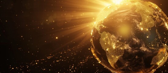 3d rendering luxury golden earth globe map on dark background. AI generated image
