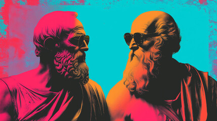 Portrait of ancient Greek thinkers, art