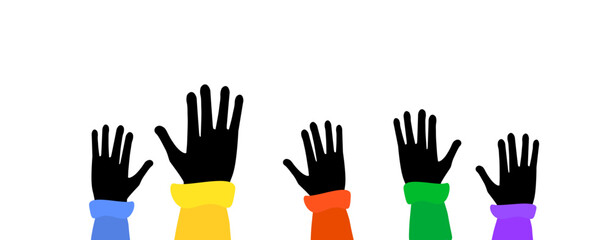Raised hands up icons. Rally icon. Flat and silhouette style. Vector icon