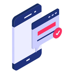 In app Alert or Prompt Box isometric concept, one time password confirmation vector flat design, Web design and Development symbol, user interface or graphic sign, website engineering  illustration