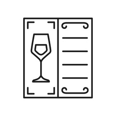 Wine tasting brochure, poster outline icon. Vector winery card, restaurant alcohol menu, invitation on tasting wine booklet leaflet