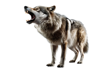 Wolf Howling, isolated on a transparent or white background