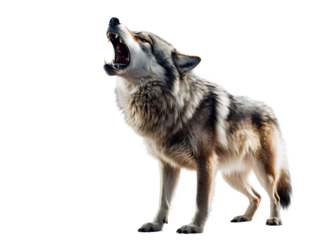 Wolf Howling, isolated on a transparent or white background