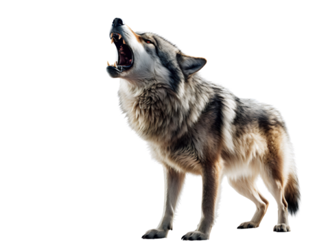 Wolf Howling, isolated on a transparent or white background