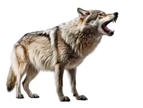 Wolf Howling, isolated on a transparent or white background