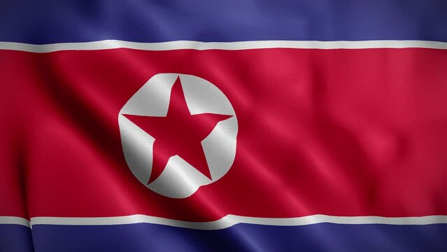 North Korea waving flag, Flag of North Korea Animation, North Korean Flag Closeup, 4k North Korean Flag Waving Animation