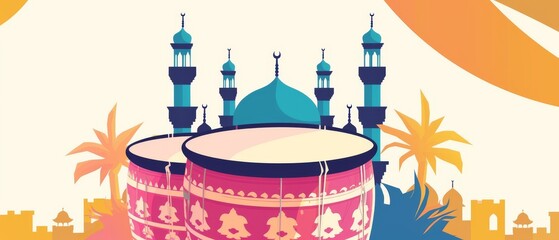 Fototapeta premium mosque surrounded by nature drums