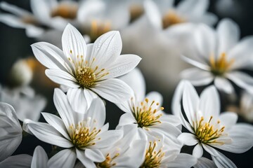 white daisies on black background