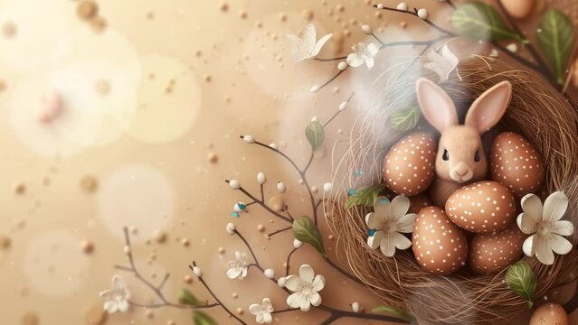 animated easter bunny and easter eggs background.  seamless looping time-lapse virtual 4k video animation background.
