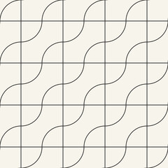 Vector seamless pattern. Repeating geometric elements. Stylish monochrome background design.