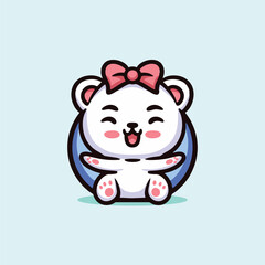 Cute Polar Bear Cartoon Mascot Animal Vector Logo Design illustration