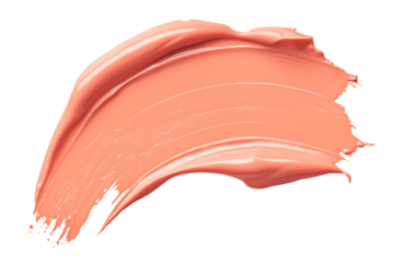 Smooth Peach Makeup Smear Isolated on transparent Background. Creamy texture skincare cosmetic product concept