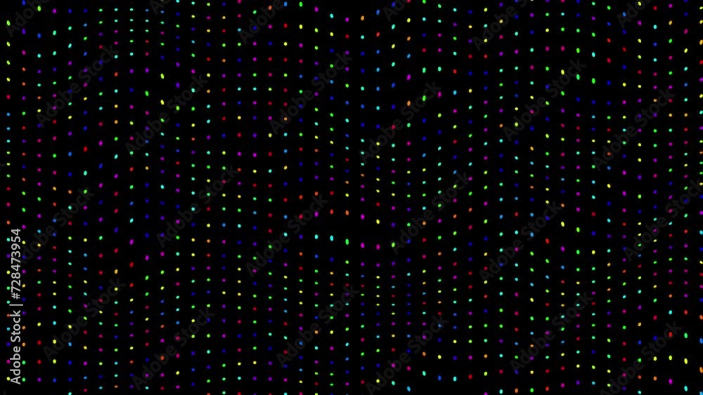 Aufkleber Animated abstract technology black background random dots and grid 4K. Random dots