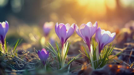 Deurstickers spring crocus flowers © Andy