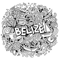 Belize cartoon doodle illustration. Funny local design.