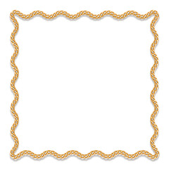 Gold chain in the shape of a twisted square, banner with copy space. Isolated on white background. Realistic vector.