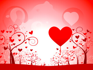 Romantic background image for a gift card or postcard for Valentine's day or wedding in vector style.