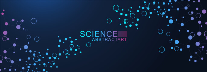 AI technology abstract background. AI generative art creative banner concept in the digital style. High tech poster with place for text. Futuristic design element.