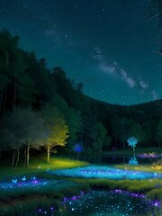 Night in the forest, Generative AI