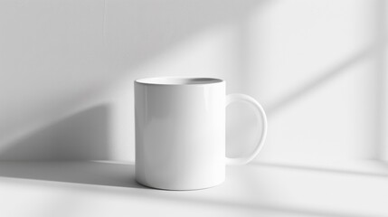 Obraz premium Product photography - Mockup of white simple blank empty ceramic mug cup, isolated on white table background with shadows