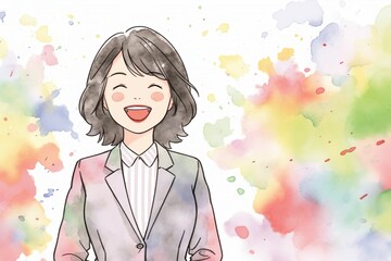 正面の笑顔の日本人の女性ビジネスマン（白背景・サラリーマン・スーツ・若手・新人・新入社員）	