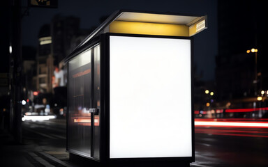 Modern Advertisement billboard in night street mock up ai generated