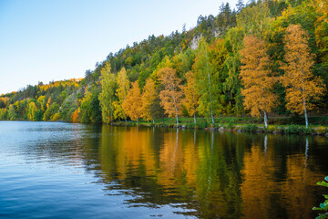 Autumn colors by a lake