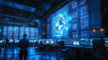 Dive into advanced cybersecurity through a detailed scene featuring digital encryption and binary code, highlighting the essence of secure network operations and technology innovation.