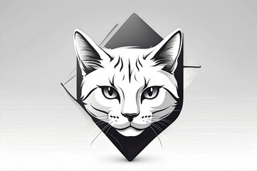 A stylized image of a cat’s face encased within geometric shapes.