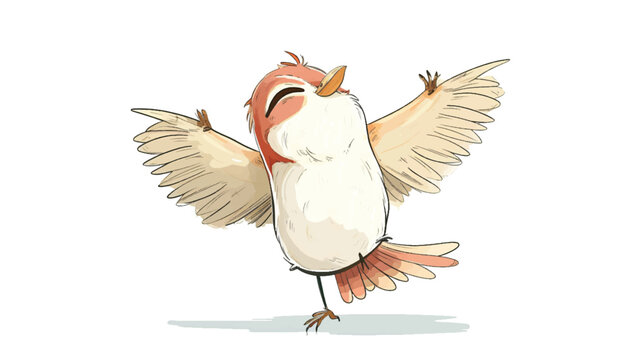 Cute Funny Bird Is Dancing