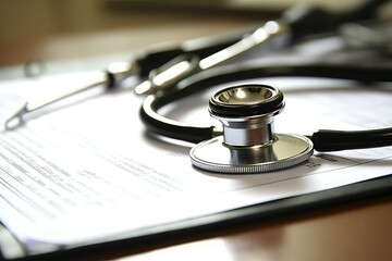 Filling Medical Form, document, stethoscope.