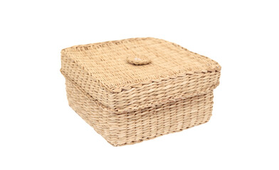 Close wicker basket isolated  on white background - 728483973