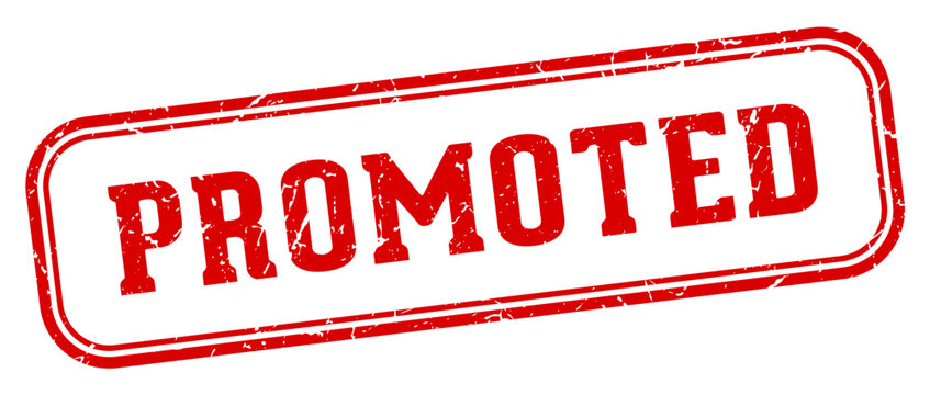 promoted stamp. promoted rectangular stamp on white background