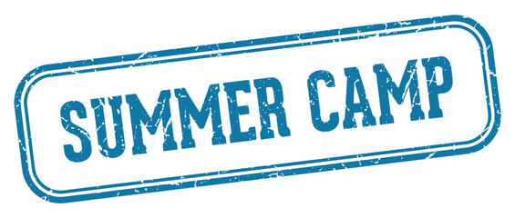 summer camp stamp. summer camp rectangular stamp on white background