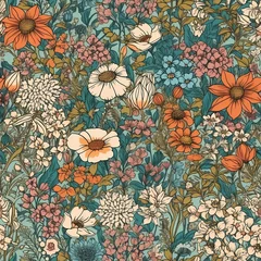 Foto auf Acrylglas wild floral illustration background for decoration and wallpaper  © Wipada