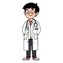 Fototapeta premium Young doctor with a stethoscope, vector illustration